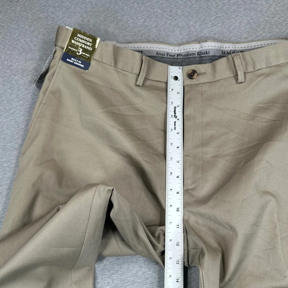 Haggar Pants Mens 34x29 (42x29) Iron Free Premium Khaki Classic Fit Stretch NEW